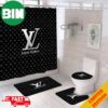 Louis Vuitton Blue And White Hypebeast Luxury Fashion Brand Bathroom Set Home Decor With Bath Mat And Shower Curtain