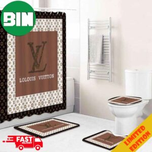Louis Vuitton Fashion Luxury Browns Colorful Bathroom Set With Shower Curtain