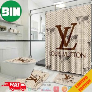 Louis Vuitton LV Light Brown Shower Curtain And Bathroom Set