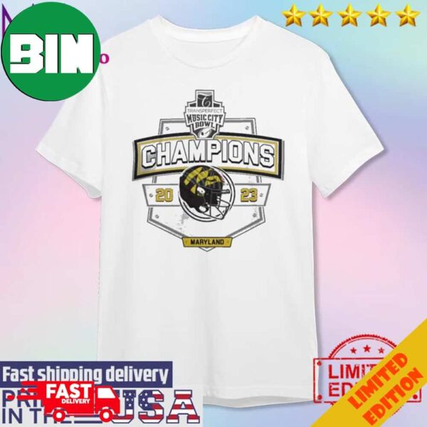 Maryland Terrapins 2023 Music City Bowl Champions Helmet T-Shirt