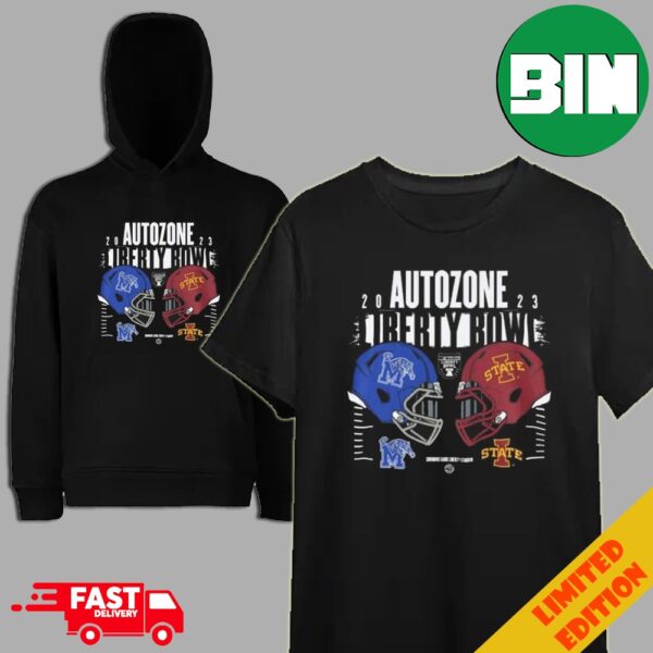 Memphis Tigers vs Iowa State Cyclones 2023 Autozone Liberty Bowl Helmet Head To Head T-Shirt Long Sleeve Hoodie Sweater