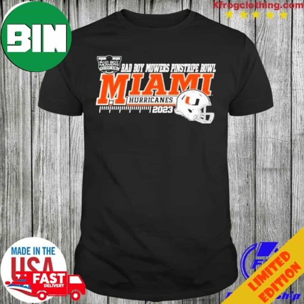 Miami Hurricanes 2023 Bad Boy Mowers Pinstripe Bowl T-Shirt Long Sleeve Hoodie Long Sleeve Hoodie