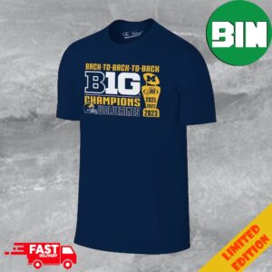 Michigan Wolverines Original Retro Brand Back-to-Back-to-Back Big Ten Conference Champions T-Shirt