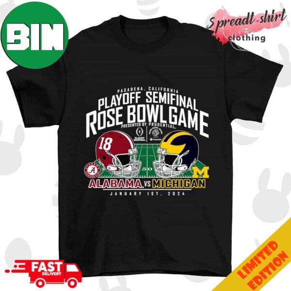 Michigan Wolverines Vs Alabama Crimson Tide Playoff Semfinal 2024 Rose Bowl T-Shirt Long Sleeve Hoodie