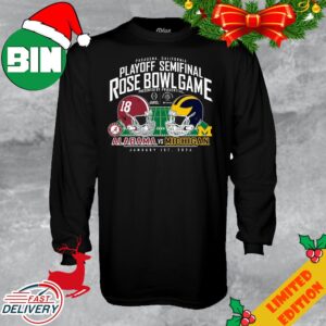 Michigan Wolverines vs Alabama Crimson Tide College Football Playoff 2024 Rose Bowl Matchup Long Sleeve T-Shirt