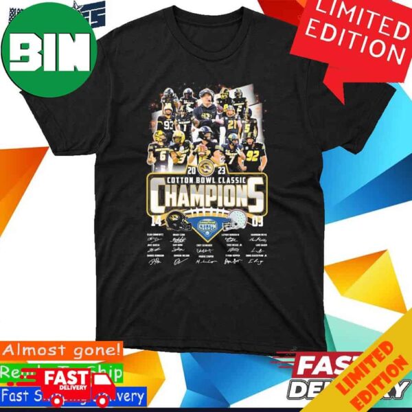 Missouri Tigers Team 2023 Cotton Bowl Classic Champions 14-3 Ohio State Signatures T-Shirt