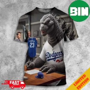 NEWS Los Angeles Dodgers Sign Godzilla This Morning From The North Pacific Ocean 5 Years For 200 Million Dollar With Number 23 3D T-Shirt