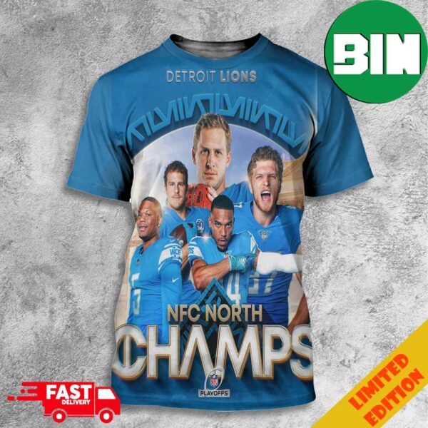 NFC North Champs The Detroit Lions First Division Title Since 1993 Celly Clinched NFL Playoffs Congratulations 3D T-Shirt