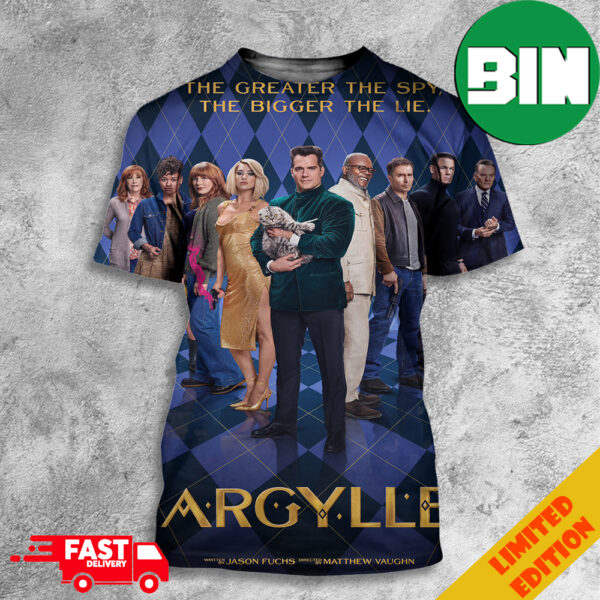 New Poster For Matthew Vaughn’s Argylle Henry Cavill John Cena Samuel L Jackson Dua Lipa 3D T-Shirt