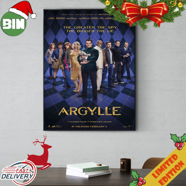 New Poster For Matthew Vaughn’s Argylle Henry Cavill John Cena Samuel L Jackson Dua Lipa Poster Canvas