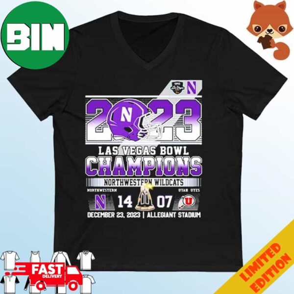 Northwestern Wildcats 2023 Las Vegas Bowl Champions 14-07 T-Shirt