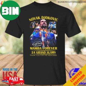 Novak Djokovic Mamba Forever 24 Grand Slams Thank You For The Memories Signature T-Shirt Long Sleeve Hoodie