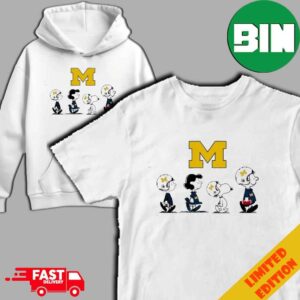 Peanuts Characters Snoopy Waking Michigan Wolverines Football T-Shirt