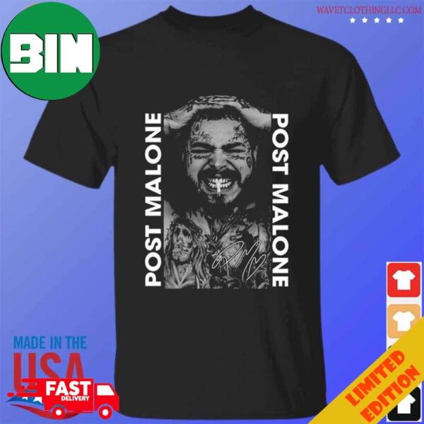 Post Malone Post Malone Tattoos Smoking Signature 2024 T-Shirt