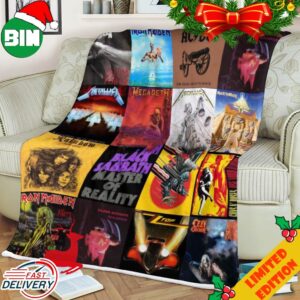Rock Band Pantera Iron Maiden AC DC Black Sabbath Metallica Guns N Roses Album Is Essential Record Collection Home Decor Fleece Blanket