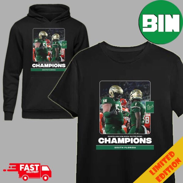 Roofclaim Com Boca Raton Bowl Champions Is South Florida Shuts Out Syracuse To Get The Bowl Win Bowl Season 2023-2024 College Football Bowl T-Shirt Hoodie Long Sleeve