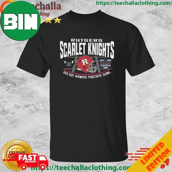 Rutgers Scarlet Knights Red 2023 Bad Boy Mowers Pinstripe Bowl Helmet T-Shirt