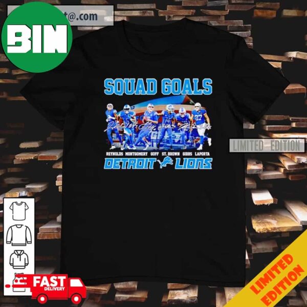 Squad Goals Detroit Lions Reynolds Montgomery Goff St Brown Signatures T-Shirt