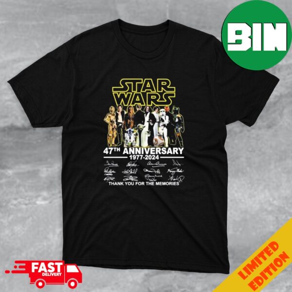 Star Wars 47th Anniversary 1977-2024 Thank You For The Memories Signatures T-Shirt