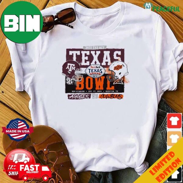 Texas AM vs Oklahoma State Cowboys 2023 TaxAct Texas Bowl Head To Head T-Shirt