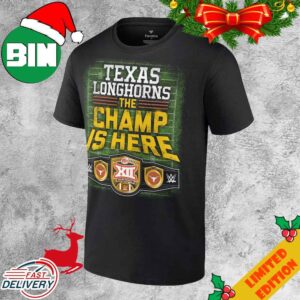 Texas Longhorns Fanatics Branded 2023 Big 12 Football Conference Champions WWE The Champ Is Here Gridiron T-Shirt Hoodie Sweater