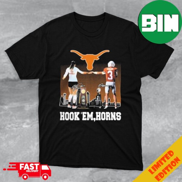 Texas Longhorns Quinn Ewers And Quinn Ewers Hook ‘Em Horns Signatures T-Shirt