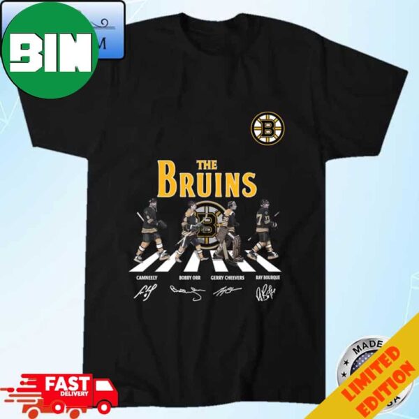 The Boston Bruins Cam Neely Bobby Orr Gerry Cheevers Ray Bourque Abbey Road Signatures 2023 T-Shirt