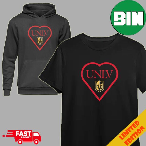 UNLV x Vegas Golden Knights Heart Logo T-Shirt Long Sleeve Hoodie