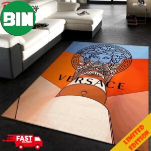 Versace Colorful Orange And Blue Living Room For Home Decor Rug Carpet
