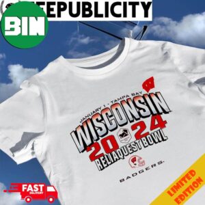 Wisconsin Badgers 2024 Reliaquest Bowl January 1 Tampa Bay Helmet T-Shirt