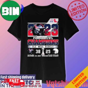 2023 Peach Bowl Champions Ole Miss Rebels 38-25 Penn State Nittany Lions December 30 2023 Mercedes-Benz Stadium T-Shirt