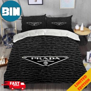 Black Leather Prada Milano Logo Best Home Decor Fashion And Luxury Pillow Cases And Bedding Set