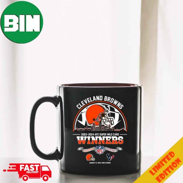 Cleveland Browns Winners Season 2023-2024 AFC Super Wild Card NFL Divisional Skyline January 13 2024 NRG Stadium Ceramic Mug