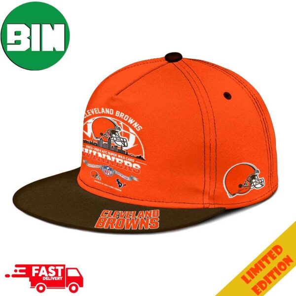 Cleveland Browns Winners Season 2023-2024 AFC Super Wild Card NFL Divisional Skyline January 13 2024 NRG Stadium Merchandise Hat-Cap Snapback