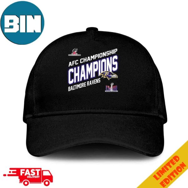 Congratulations Baltimore Ravens AFC Championship Winners Merchandise Champions Logo Super Bowl LVIII 2024 Hat-Cap