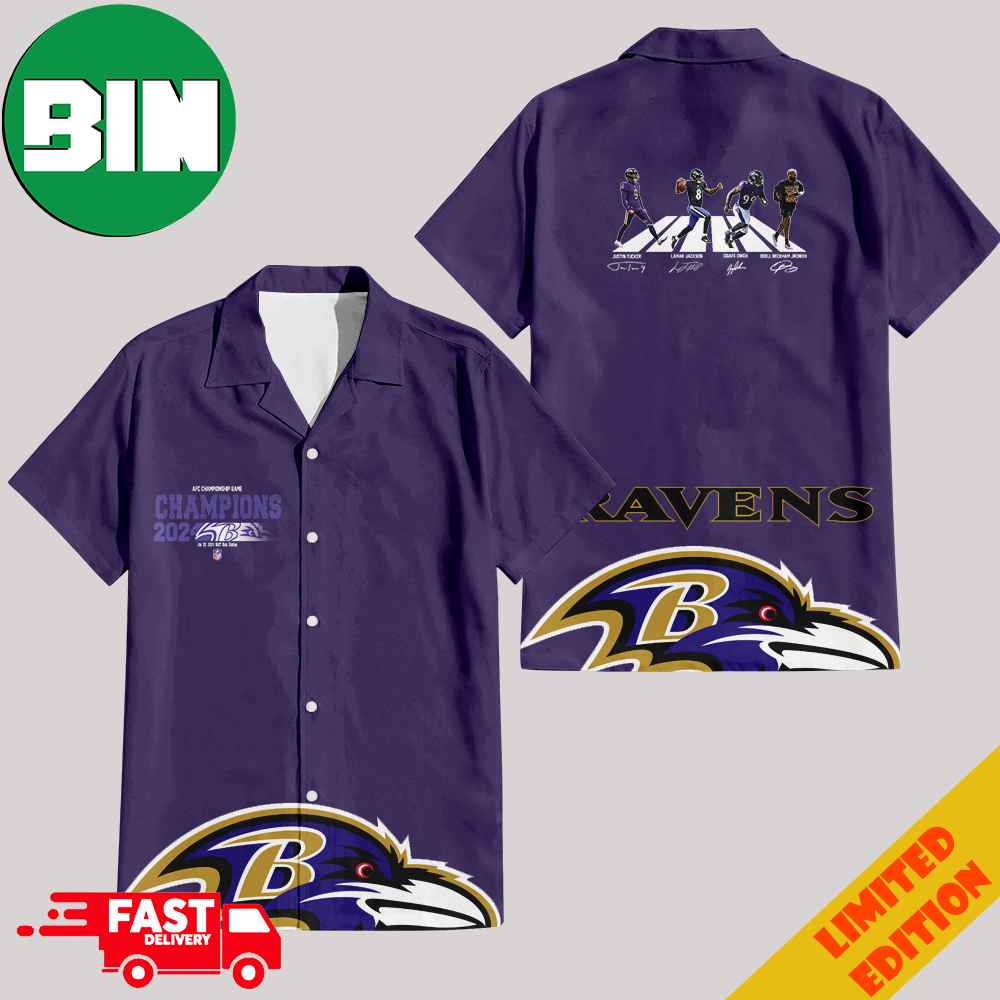 Congratulations Baltimore Ravens Is Champions Of AFC Championship Game Season 2023-2024 At Jan 28 MT Bank Stadium Abbey Road Team Member Signatures