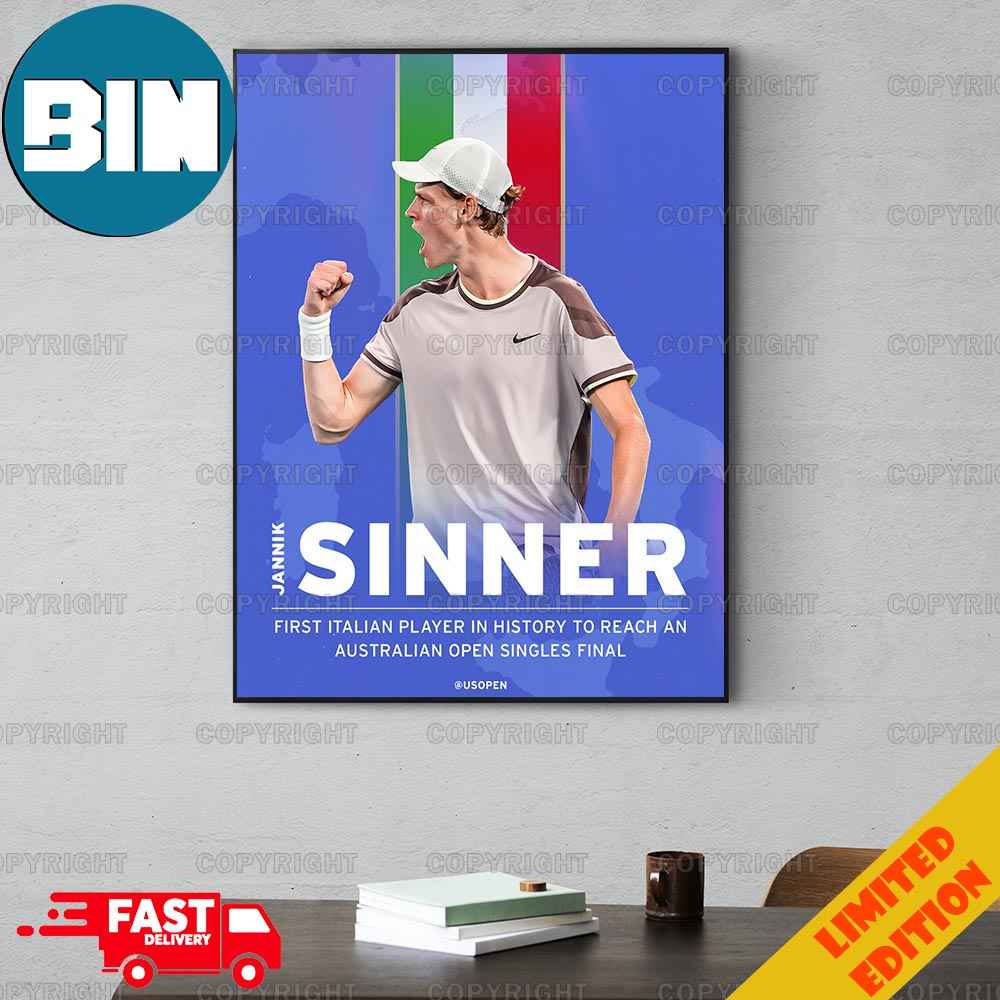 Congratulations Forza Jannik Sinner First Italian Player In History To Reach An Australian Open Singles Final US Open Tennis 2024 Poster Canvas