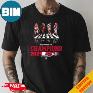 Congratulations Kansas City Chiefs Is Champions Of AFC Championship Game Season 2023-2024 At Jan 28 MT Bank Stadium Abbey Road Team Member Signatures Fan Gifts Merchandise T-Shirt