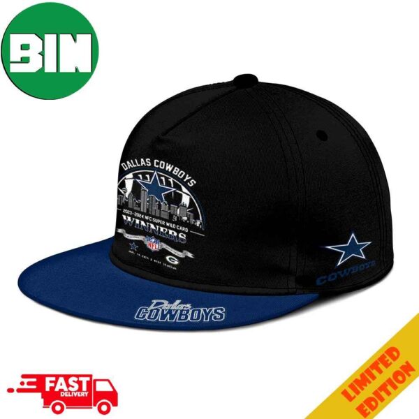 Dallas Cowboys Winners Season 2023-2024 NFC Super Wild Card NFL Divisional Skyline January 14 2024 AT&T Stadium Snapback Hat-Cap Merchandise