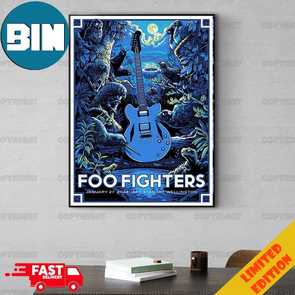 Foo Fighters Wellington Tonight January 27 2024 Sky Stadium Wellington Merchandise Tour Poster Canvas