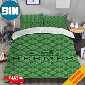 Hermes Green Background Luxury Brand Special Bedding Set Home Decorations