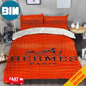 Hermes Paris Orange Stripes Luxury Brand Premium Bedding Set Home Decoration