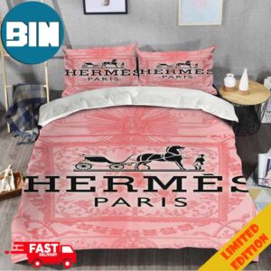 Hermes Pink Background Luxury Brand Special Bedding Set Home Decorations