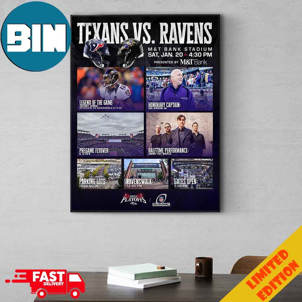 Houston Texans vs Baltimore Ravens At MT Bank Stadium Saturday January 20 2024 NFL News NFC Divisional Playoffs Poster Canvas