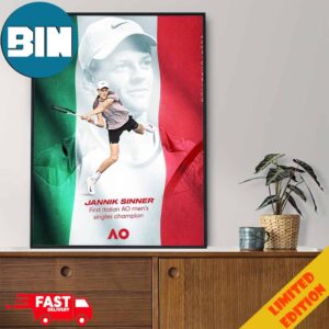 Jannik Sinner First Italian Aus Open Men’s Singles Champion Grand Slam 2024 Poster Canvas