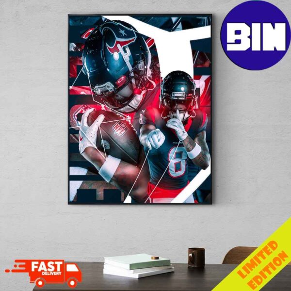 John Metchie III Number 8 Houston Texans NFL Poster Canvas