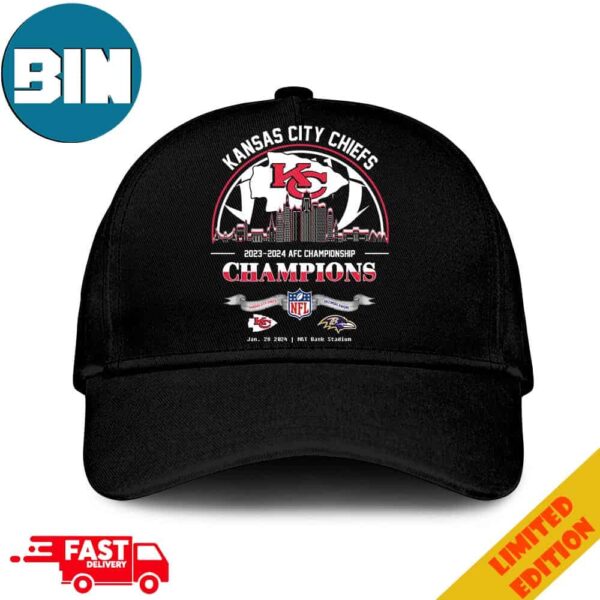 Kansas City Chiefs Winners Season 2023-2024 AFC Championship NFL Divisional Skyline January 28 2024 MT Bank Stadium Hat-Cap