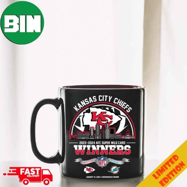 Kansas City Chiefs Winners Season 2023-2024 AFC Super Wild Card NFL Divisional Skyline January 13 2024 Arrowhead Stadium Ceramic Mug