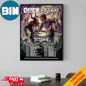 Kreator x Anthrax With Special Guests Testament Nov-Dec 2024 Tour Schedule Lists Poster Canvas