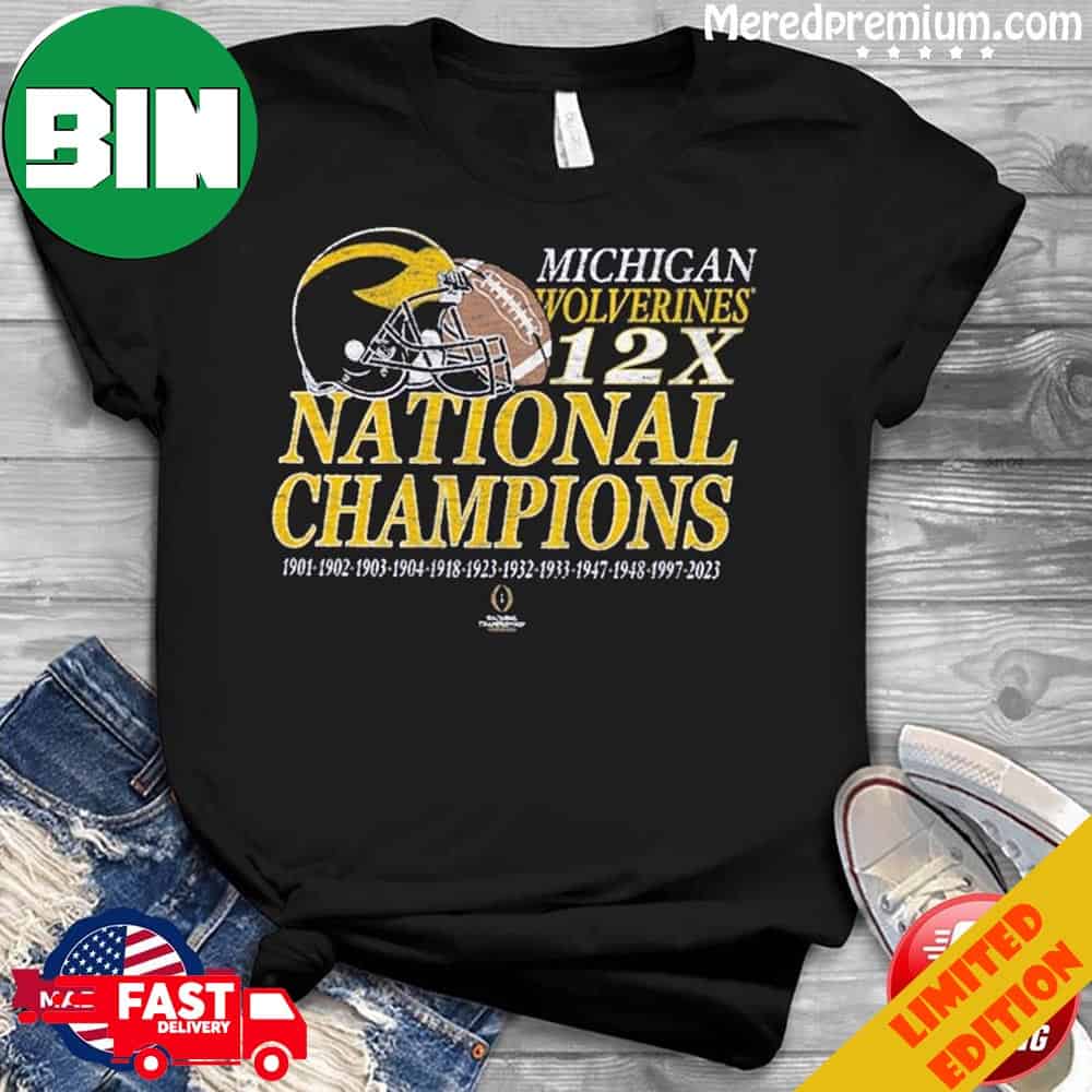 Michigan Wolverines 2023 National Champions 12x Champs T-Shirt Long Sleeve Hoodie Sweater